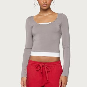 Maira Long Sleeve Constrast Layered Top