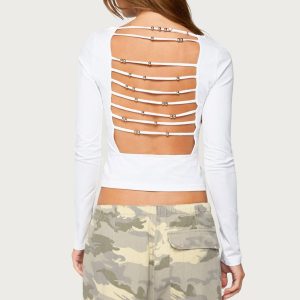 Coeli Beaded Strappy Open Back Top