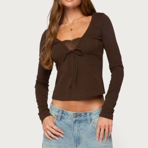 Saela Lacey Long Sleeve Top