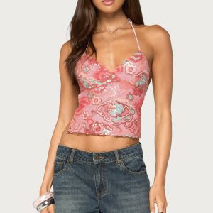 Cheri Bead & Sequin Backless Top
