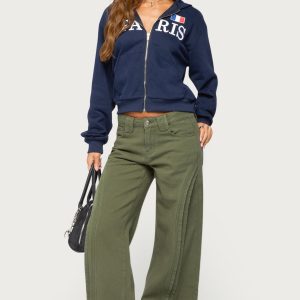 Pascale Stitched Low Rise Wide Leg Jeans
