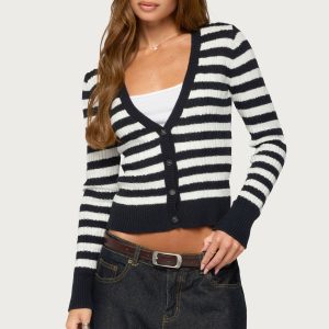 Ranel Striped Cable Knit Cardigan
