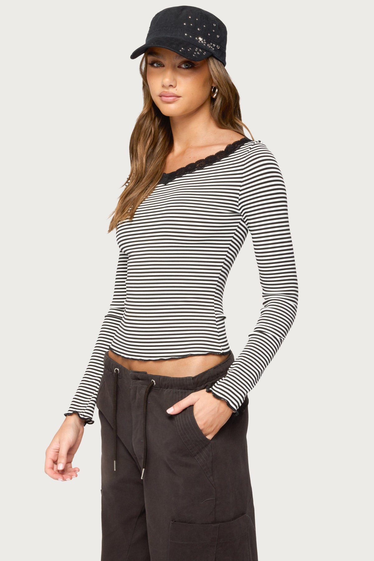 Jaela Lacey Striped Top - Image 3