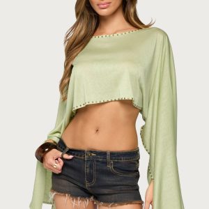 Haily Studded Cape Crop Top