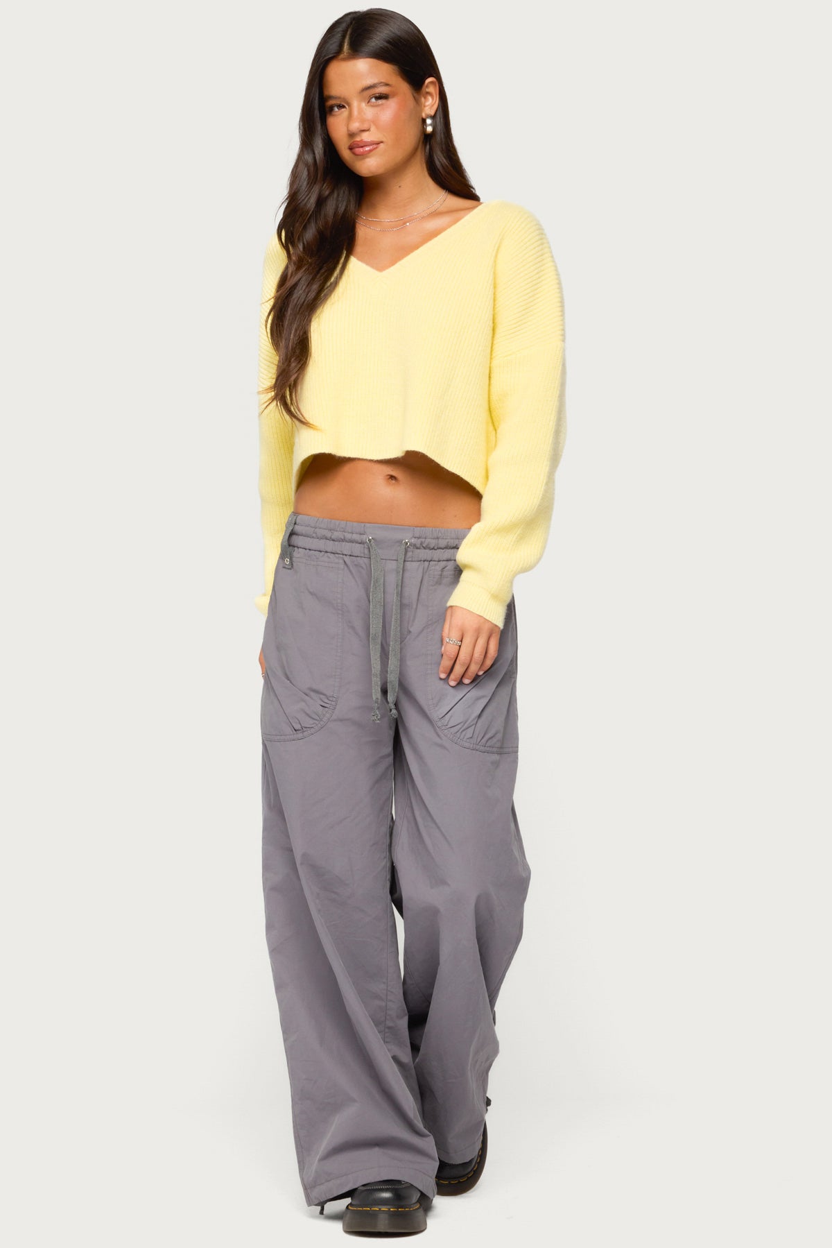 Aima V Neck Ribbed Knit Sweater - Image 4