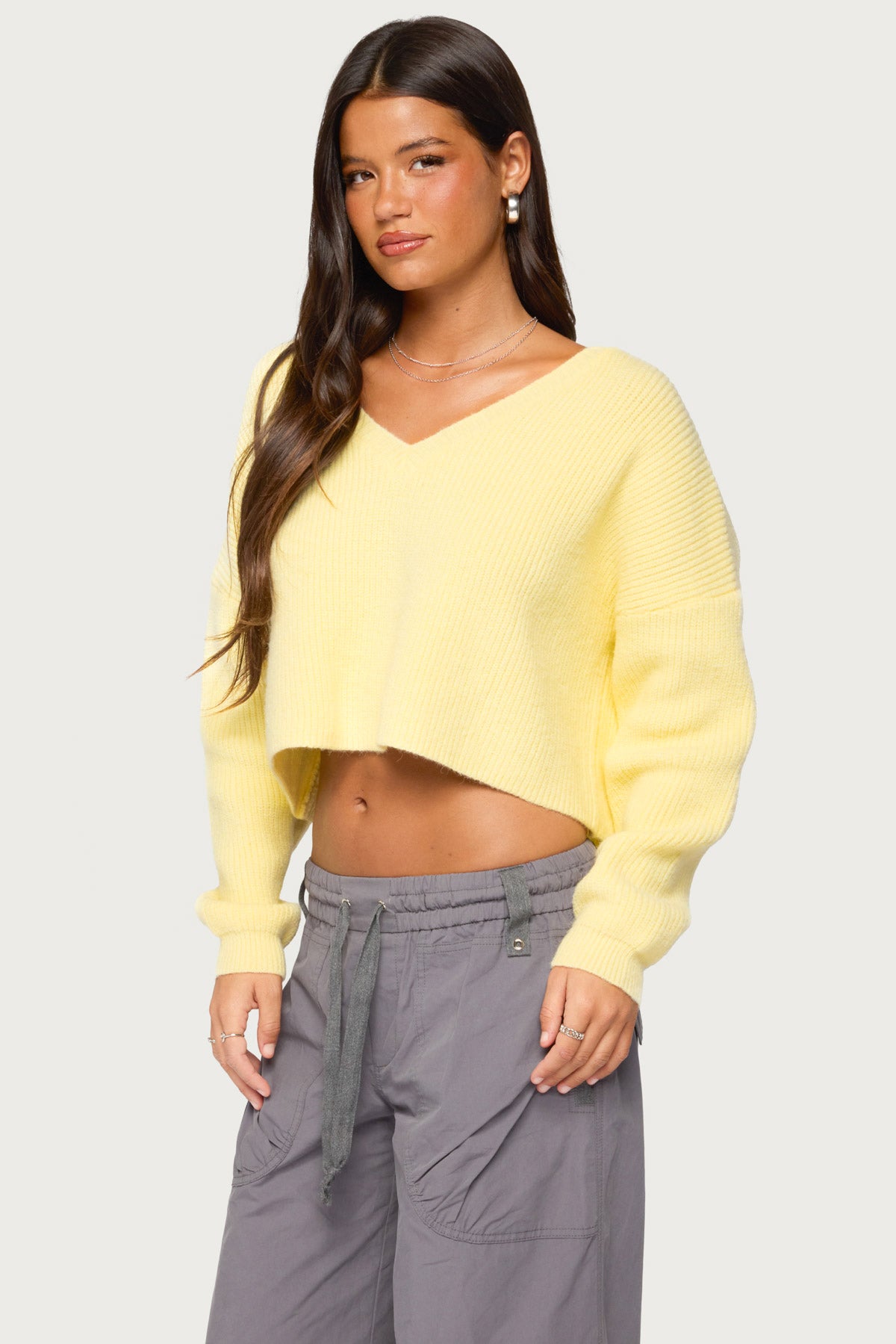 Aima V Neck Ribbed Knit Sweater - Image 3