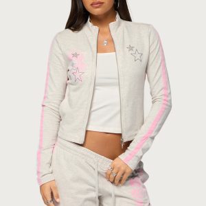 Starry Zip Up Long Sleeve Top
