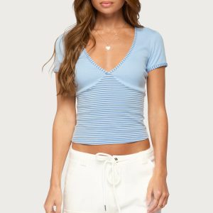 Yanel Stripey V Neck Top