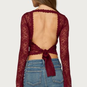 Gisele Backless Sheer Lace Top