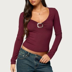 Earla Gathered Center Long Sleeve Top