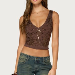 Neeva Bead & Sequin Top