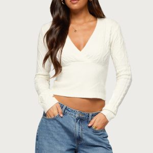 Kitti V Neck Cable Knit Sweater