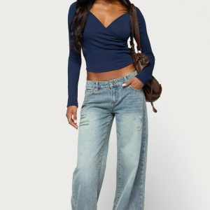 Noor Distressed Low Rise Baggy Jeans