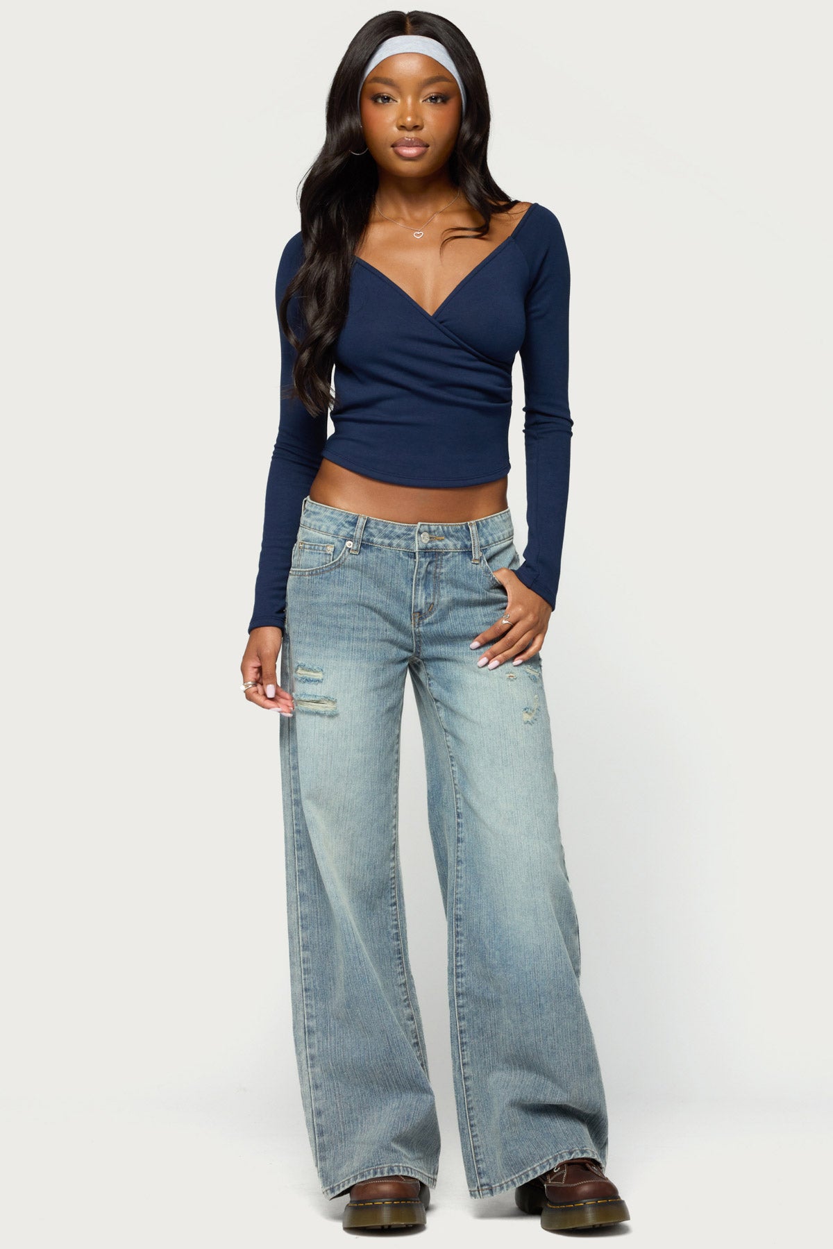 Noor Distressed Low Rise Baggy Jeans - Image 5