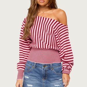 Brida Striped Off Shoulder Sweater