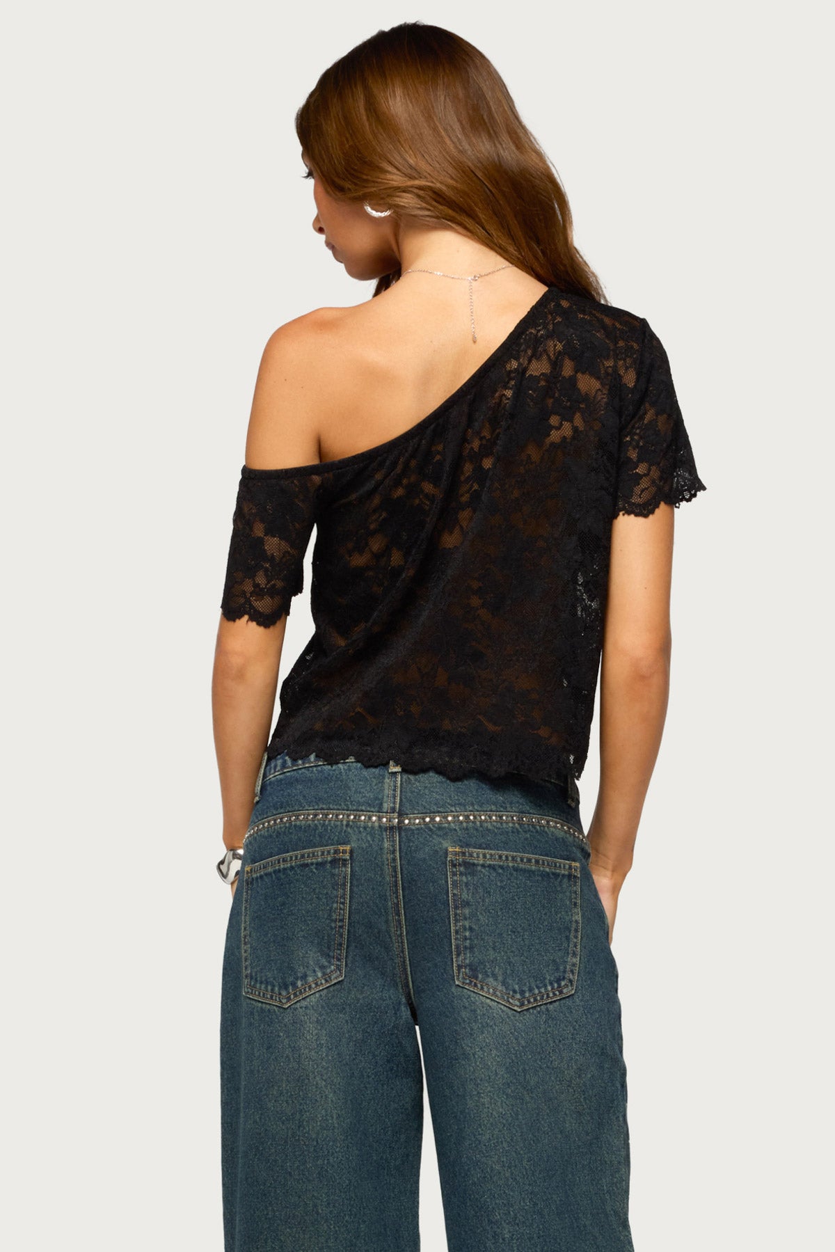Elenora Off Shoulder Sheer Lace Top - Image 4