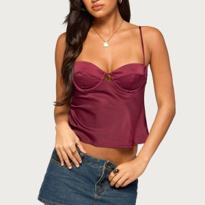 Hessa Satin Effect Cupped Top
