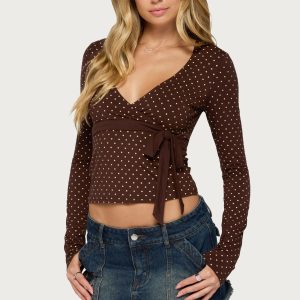 Ilen Polka Dot Wrap Top