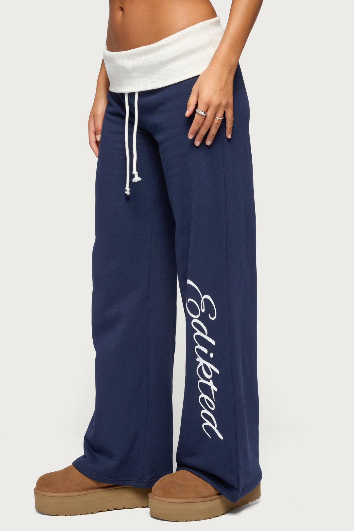 Edikted Contrast Foldover Sweatpants - Image 4