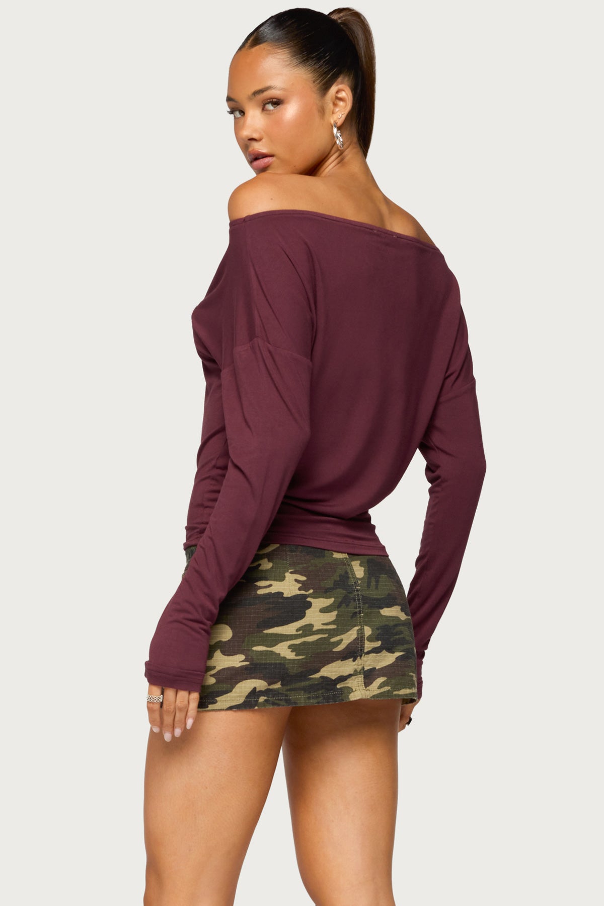 Idie Off Shoulder Long Sleeve Keyhole Top - Image 5