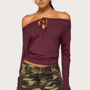 Idie Off Shoulder Long Sleeve Keyhole Top