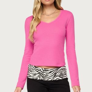 Yasmeen Long Sleeve Waffle Top