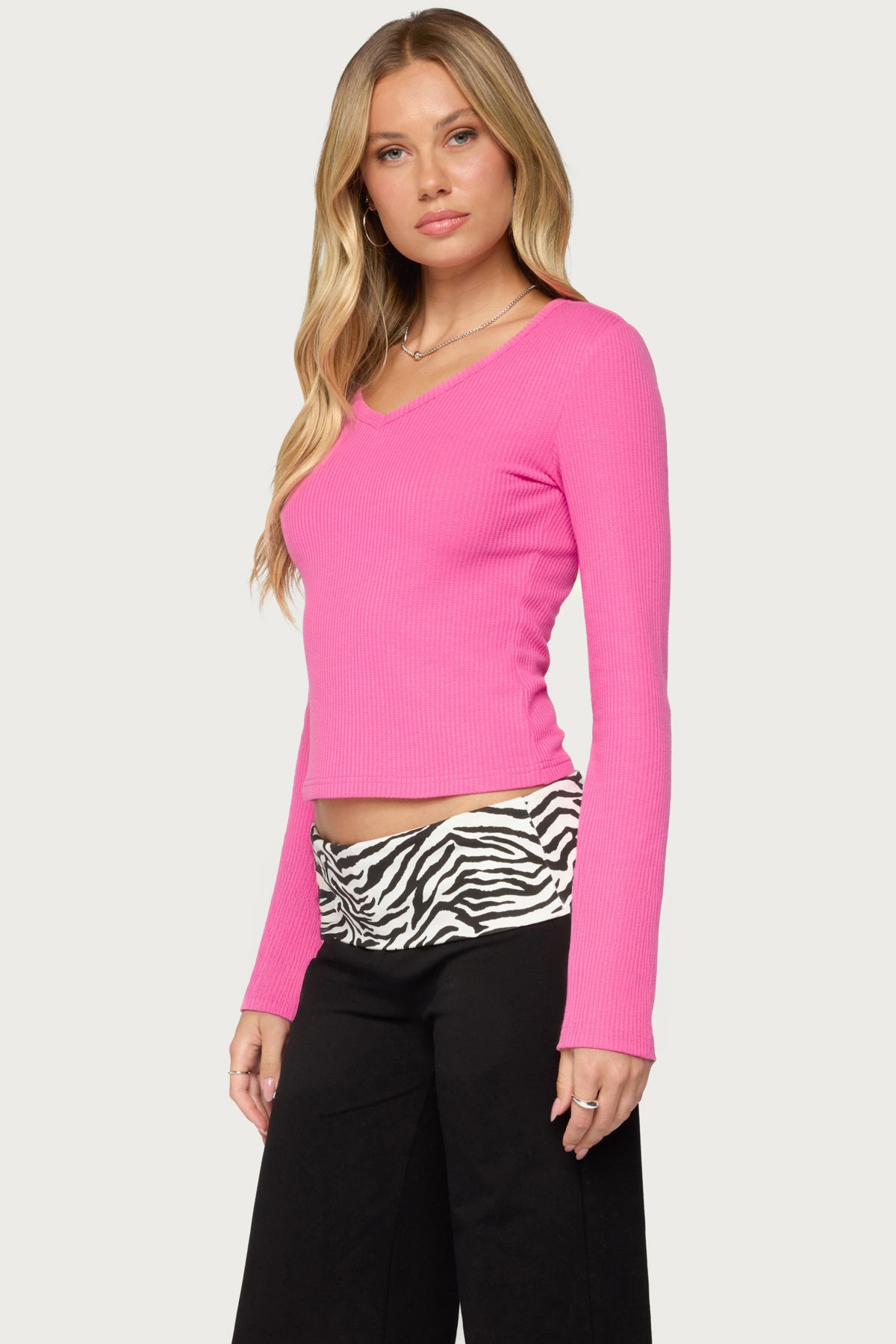 Yasmeen Long Sleeve Waffle Top - Image 3