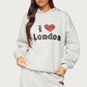 London Obsessed Rhinestone Hoodie
