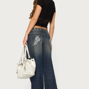 Sauly Low Rise Grommet & Wing Jeans