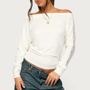 Breda Lacey Off Shoulder Long Sleeve Top
