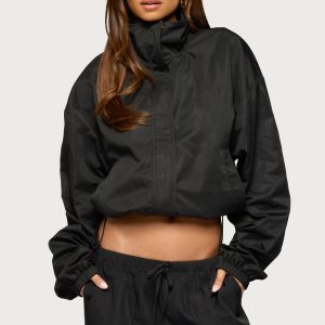 Corinne Nylon Oversized High Neck Jacket