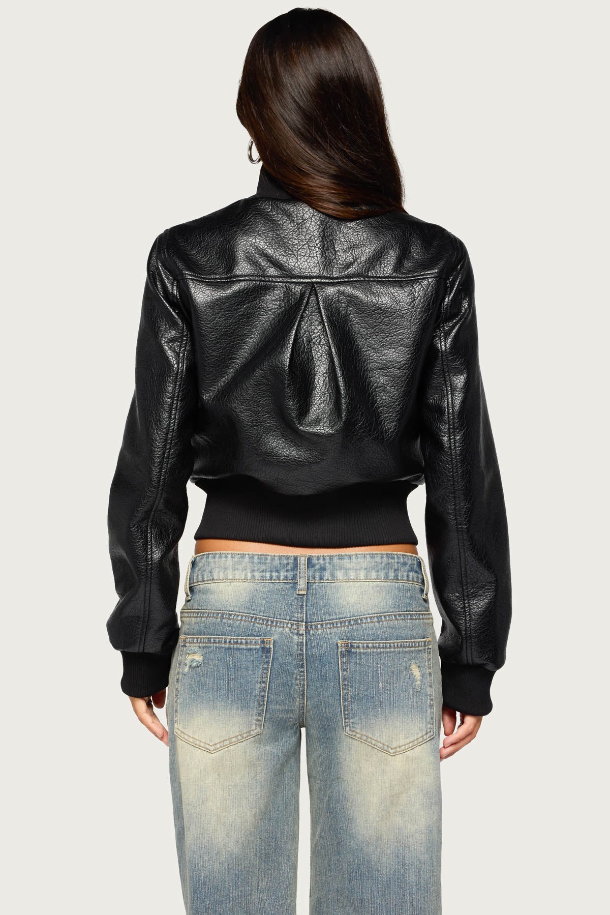 Reara Ribbed Faux Leather Jacket - Image 5
