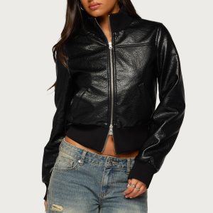Reara Ribbed Faux Leather Jacket
