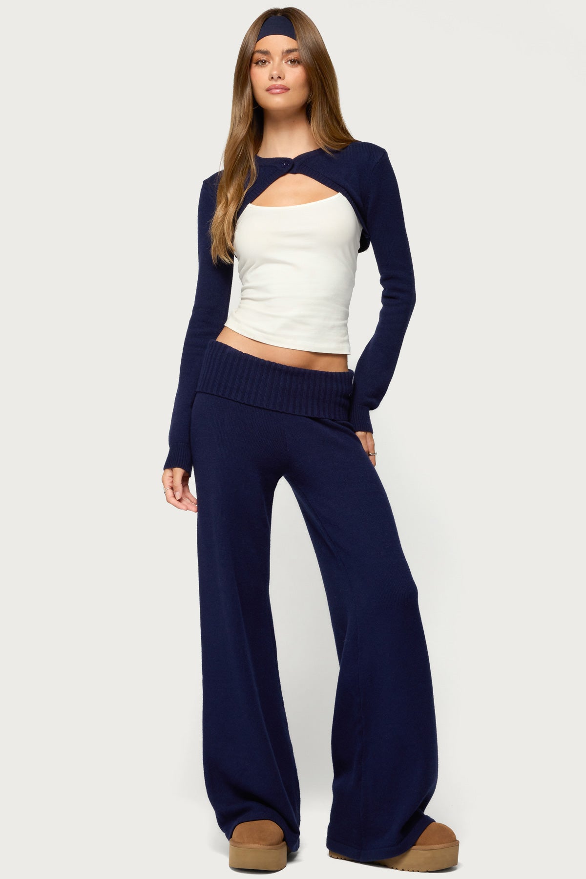 Nani Cropped Long Sleeve Knit Cardigan - Image 2