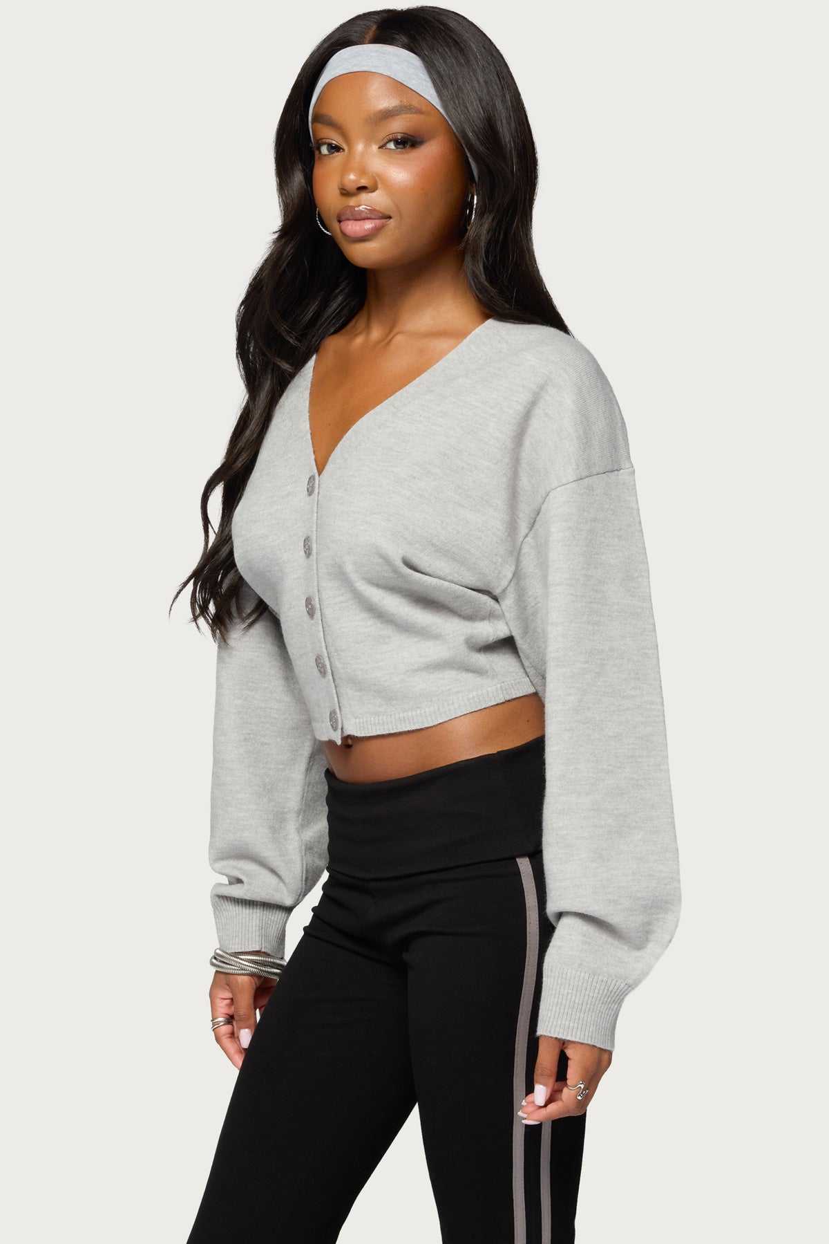 Jiara Balloon Sleeve V Neck Cardigan - Image 4