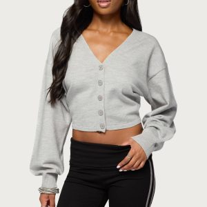 Jiara Balloon Sleeve V Neck Cardigan