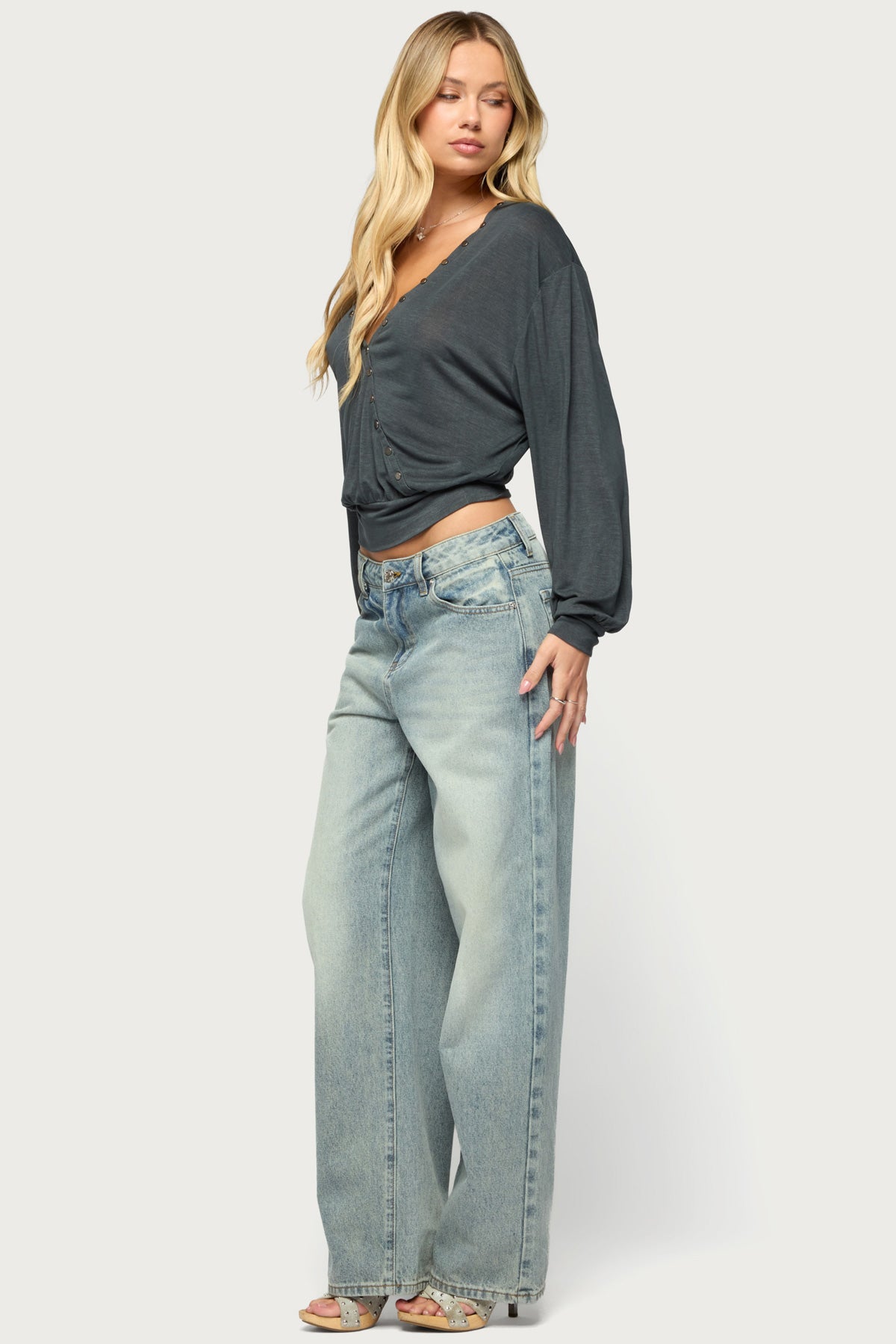 Ebby Studded Long Sleeve Wrap Top - Image 4