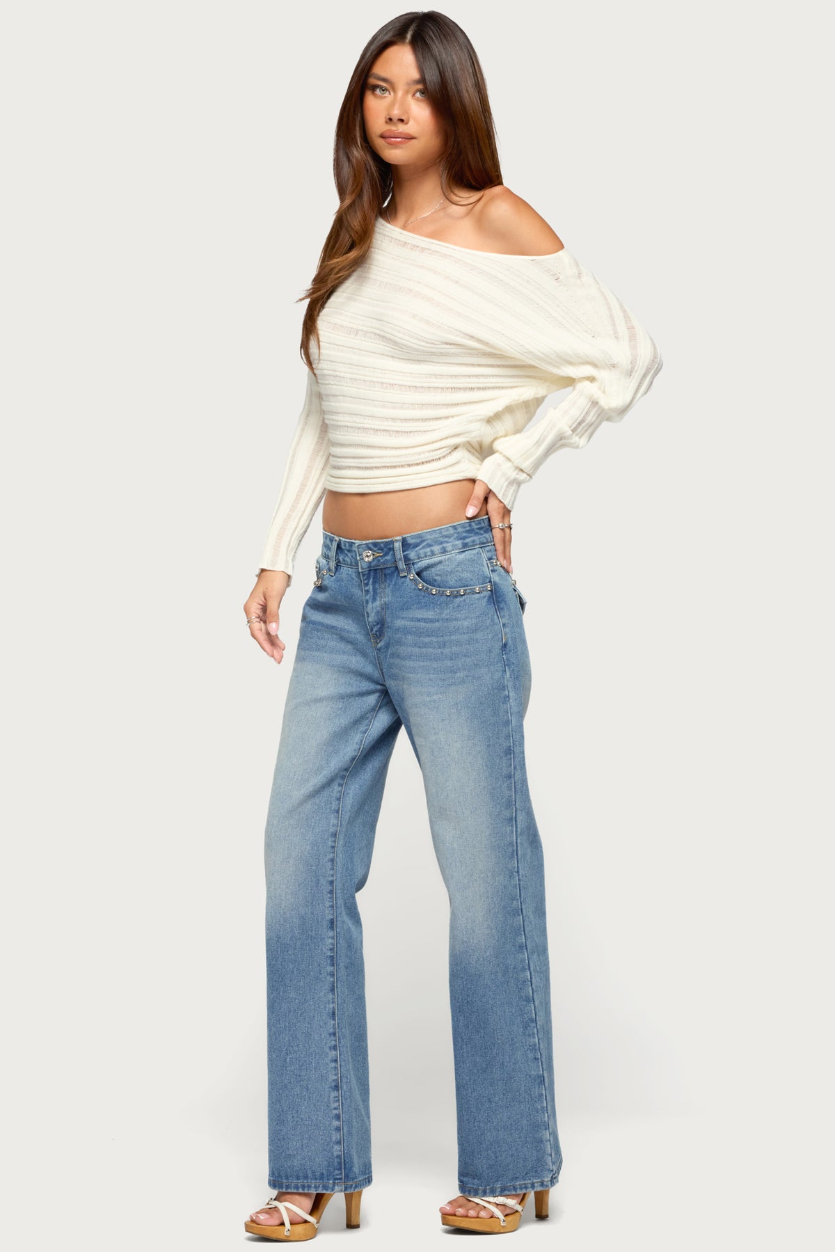 Laynie Oversized Off Shoulder Knit Sweater - Image 5