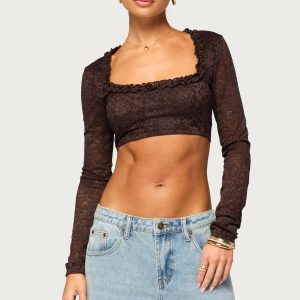 Jewls Long Sleeve Lace Crop Top