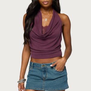 Quena Lacey Cowl Neck Top