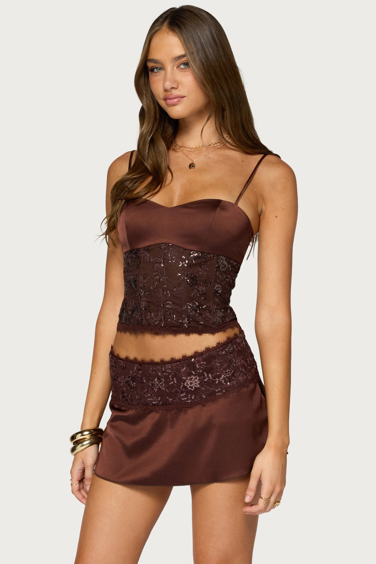 Kya Lacey Satin Effect Corset - Image 3