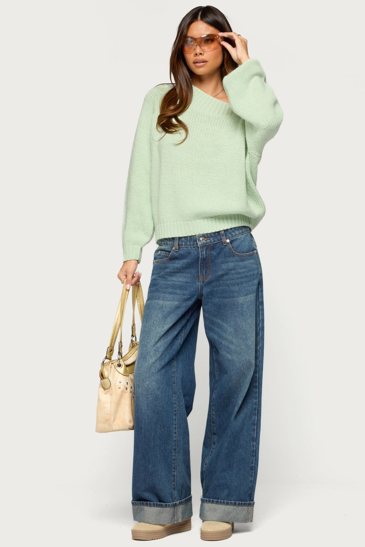 Lanka Oversized Off Shoulder Knit Sweater - Image 2