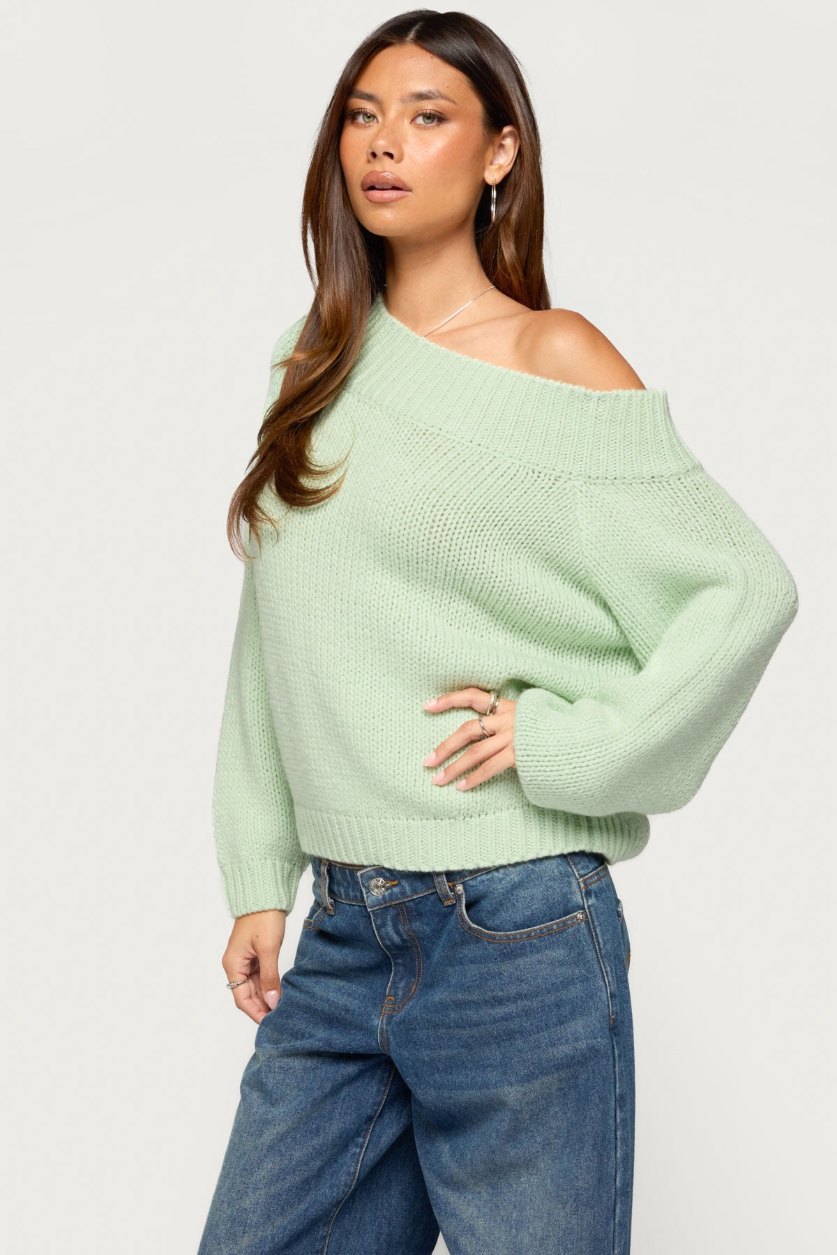 Lanka Oversized Off Shoulder Knit Sweater - Image 3