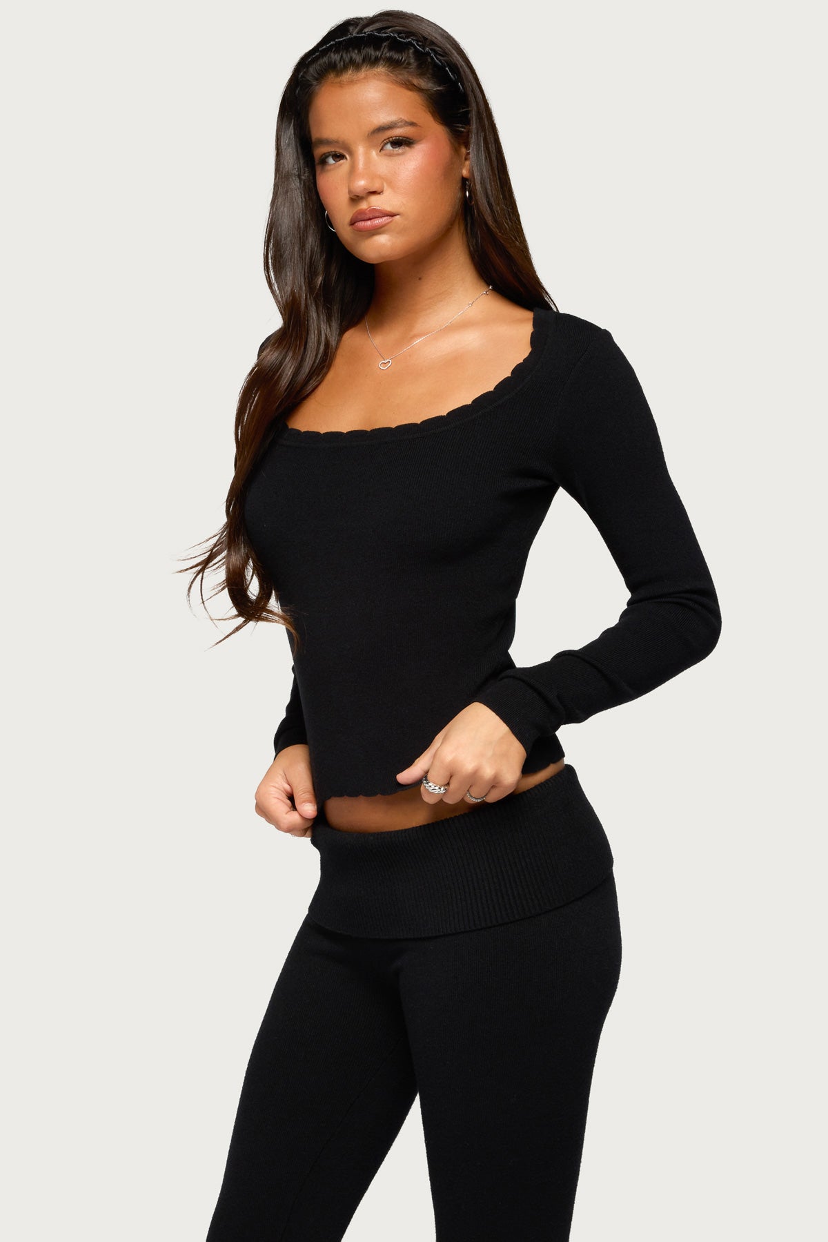 Raira Scalloped Knit Long Sleeve Top - Image 3