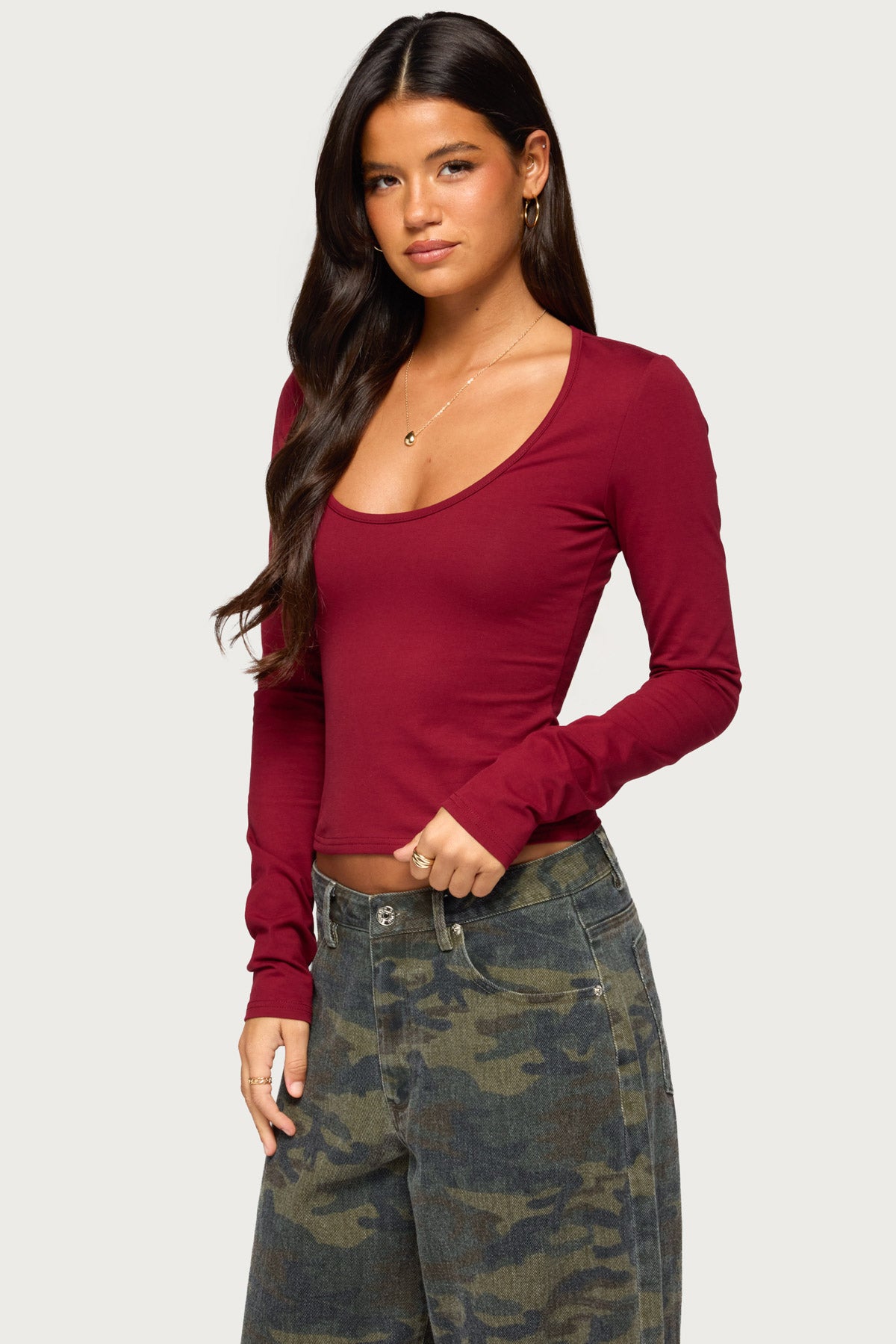 Suzie Scoop Neck Long Sleeve Top - Image 3