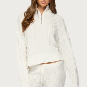 Fika Quarter Zip Cable Knit Sweater