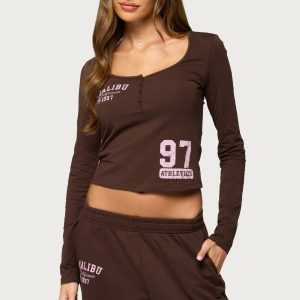 Edikted Malibu Long Sleeve Henley Top
