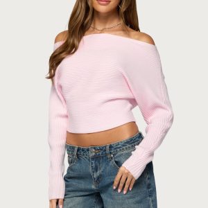 Estie Textured Knit Off Shoulder Sweater