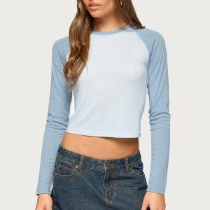 Gracelyn Contrast Long Sleeve Raglan Top