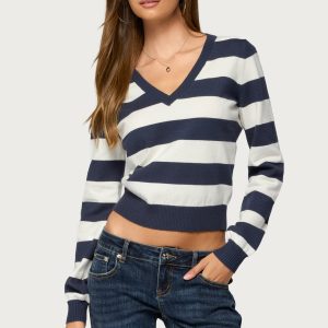 Austen Striped V Neck Sweater